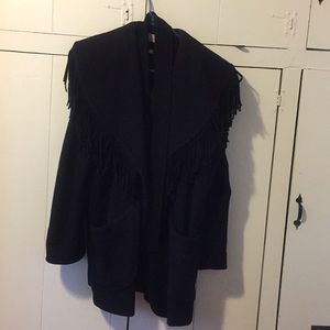 Beautiful dress coat with fringes around collar